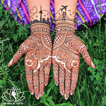 Theme based Bridal Mehndi Pattern